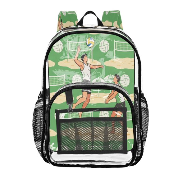 Iauyy Clear Backpack Heavy Duty PVC Transparent Backpack for College Workplace, Green Volleyball
