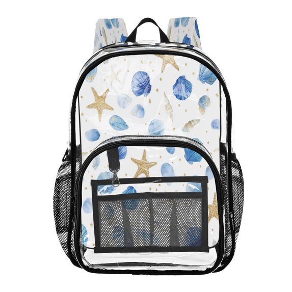 Iauyy Clear Backpack Heavy Duty PVC Transparent Backpack for College Workplace, Little Starfish