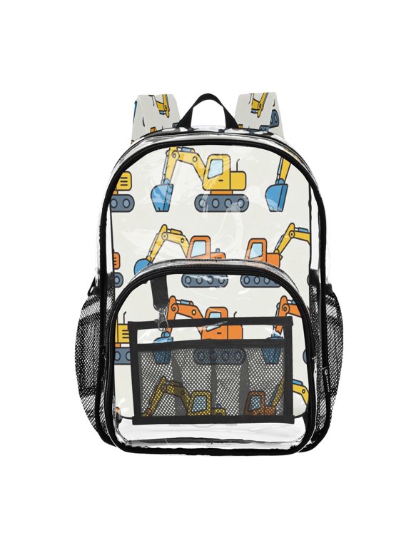 Clear Backpack Heavy Duty PVC Transparent Backpack for College Workplace, Mini Diggers