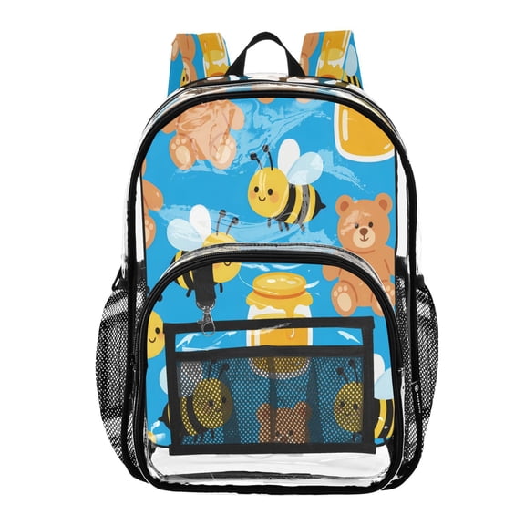 Iauyy Clear Backpack Heavy Duty PVC Transparent Backpack for College Workplace, Mint Pattern