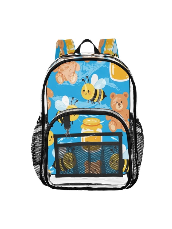 Clear Backpack Heavy Duty PVC Transparent Backpack for College Workplace, Mint Pattern