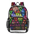 thumbnail image 1 of Iauyy Clear Backpack Heavy Duty PVC Transparent Backpack for College Workplace, Neon-colored Triangle, 1 of 8