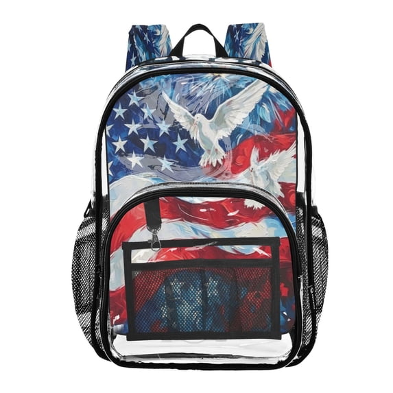 Iauyy Clear Backpack Heavy Duty PVC Transparent Backpack for College Workplace, Peace Dove