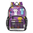 thumbnail image 1 of Iauyy Clear Backpack Heavy Duty PVC Transparent Backpack for College Workplace, Purple Jersey, 1 of 8