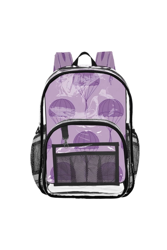 Clear Backpack Heavy Duty PVC Transparent Backpack for College Workplace, Purple Parachute