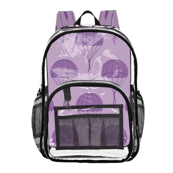 Iauyy Clear Backpack Heavy Duty PVC Transparent Backpack for College Workplace, Purple Parachute