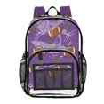 thumbnail image 1 of Iauyy Clear Backpack Heavy Duty PVC Transparent Backpack for College Workplace, Purple Rugby Ball, 1 of 8