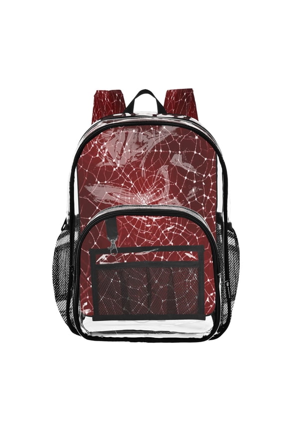 Clear Backpack Heavy Duty PVC Transparent Backpack for College Workplace, Red Web