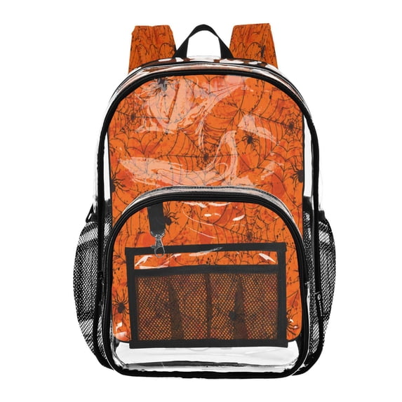 Iauyy Clear Backpack Heavy Duty PVC Transparent Backpack for College Workplace, Red Web