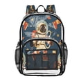 thumbnail image 1 of Iauyy Clear Backpack Heavy Duty PVC Transparent Backpack for College Workplace, Retro Astro Space, 1 of 8