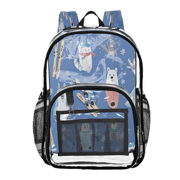 Iauyy Clear Backpack Heavy Duty PVC Transparent Backpack for College Workplace, Ski Boards