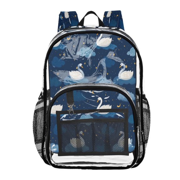 Iauyy Clear Backpack Heavy Duty PVC Transparent Backpack for College Workplace, Swan