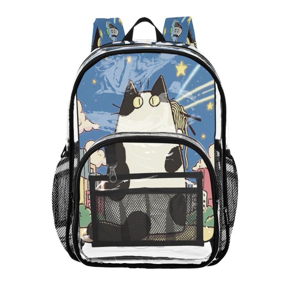 Iauyy Clear Backpack Heavy Duty PVC Transparent Backpack for College Workplace, The Body Of A Cat