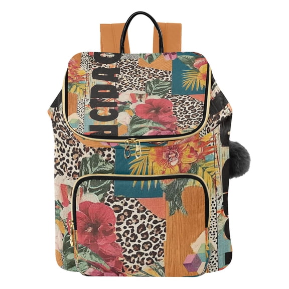 Iauyy Collage Painting Design Fashion Backpack for Women , (14-in Computer）Quilted Shoulder Bag，15L