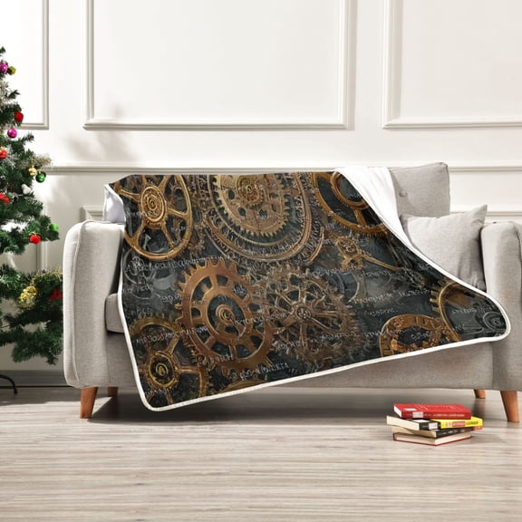 Iauyy Copper Gear Mechanism Blanket ,Arctic Wool Throw Blankets All Season Bed Blanket for Couch Sofa Decoration Christmas Gifts 60x80 in