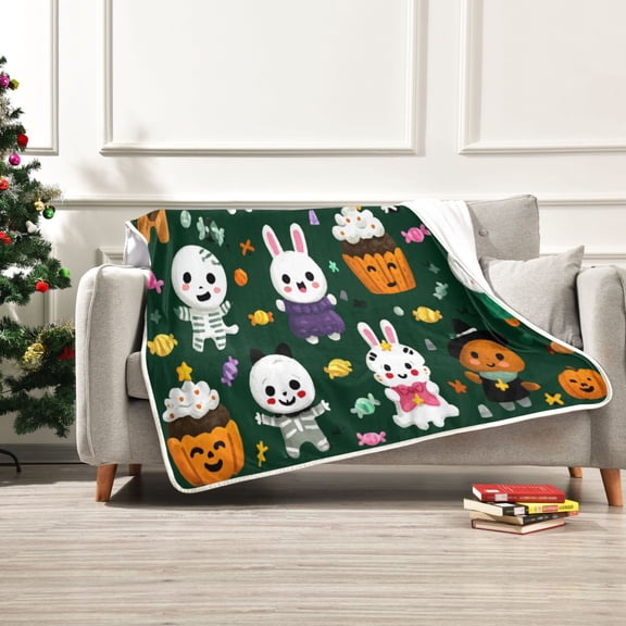 Iauyy Cupcake Rabbit Blanket ,Arctic Wool Throw Blankets All Season Bed Blanket for Couch Sofa Decoration Christmas Gifts 50x60 in
