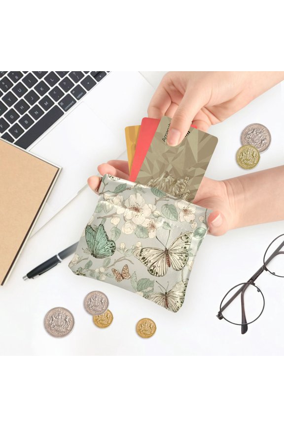 Cute Wallet -Ejector Clip Design Inner Suede Material for Other Jewelry Women's Coin Purses&Pouches Wallets, Card Cases&Money Organizers ,Digital Illustration Of A Butterfly