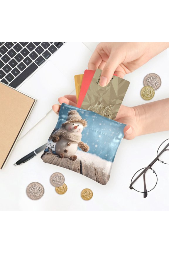 Cute Wallet -Ejector Clip Design Inner Suede Material for Other Jewelry Women's Coin Purses&Pouches Wallets, Card Cases&Money Organizers ,Snowman's Face Was Filled with Joy