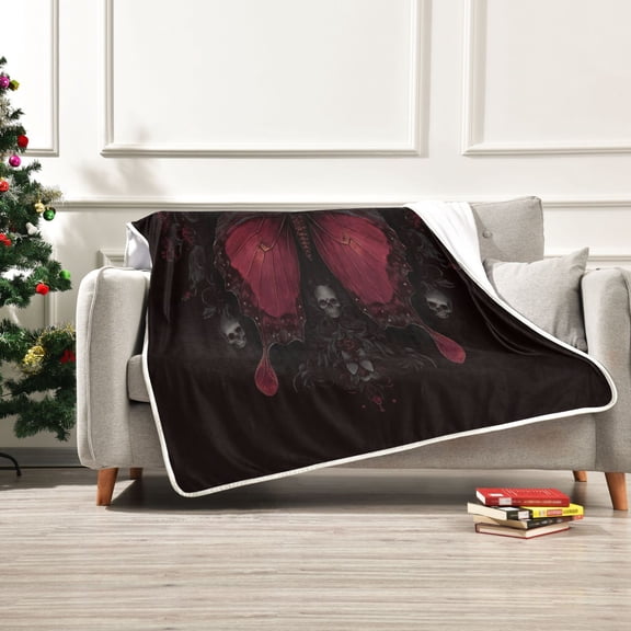 Iauyy Dark Muted Deep Red Blanket ,Arctic Wool Throw Blankets All Season Bed Blanket for Couch Sofa Decoration Christmas Gifts 50x60 in