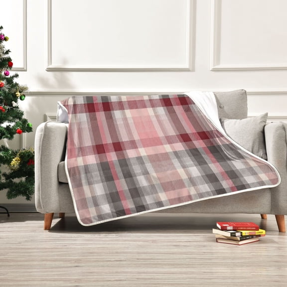 Iauyy Dark Red Checkered Pattern Blanket ,Arctic Wool Throw Blankets All Season Bed Blanket for Couch Sofa Decoration Christmas Gifts 50x60 in