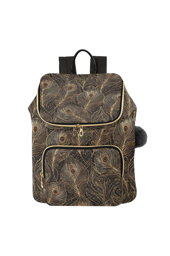 Deep Brown Design Fashion Backpack for Women , (14-in Computer）Quilted Shoulder Bag，15L