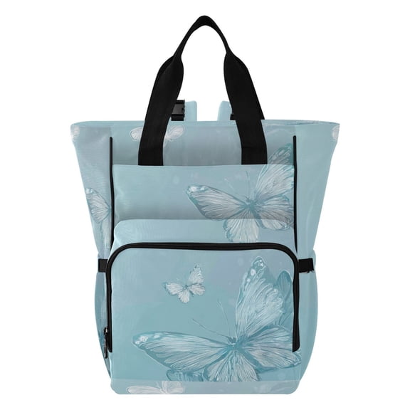 Iauyy Diaper Bag Backpack, 15L Large Capacity Diaper Bag Tote, Nylon Fabric for Outdoor Travel Shopping, Butterfly Pattern