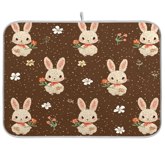 Iauyy Dish Drying Mat for Kitchen Counter, Super Absorbent & Hanging 16x18 / 18x24 Inch (S/M), Adorable Animals