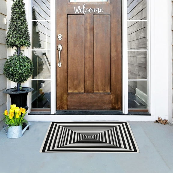 Iauyy Doormat Outdoor Indoor Non-Slip Washable Welcome Mat,Low-Profile 32x20in Door Mat for Pet Mat Front Back Door and Entryway,Create Visual Illusions