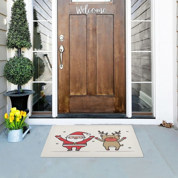 Iauyy Doormat Outdoor Indoor Non-Slip Washable Welcome Mat,Low-Profile 32x20in Door Mat for Pet Mat Front Back Door and Entryway,Cute Character Design