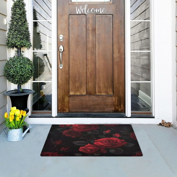 Iauyy Doormat Outdoor Indoor Non-Slip Washable Welcome Mat,Low-Profile 32x20in Door Mat for Pet Mat Front Back Door and Entryway,Dark Gothic Aesthetics