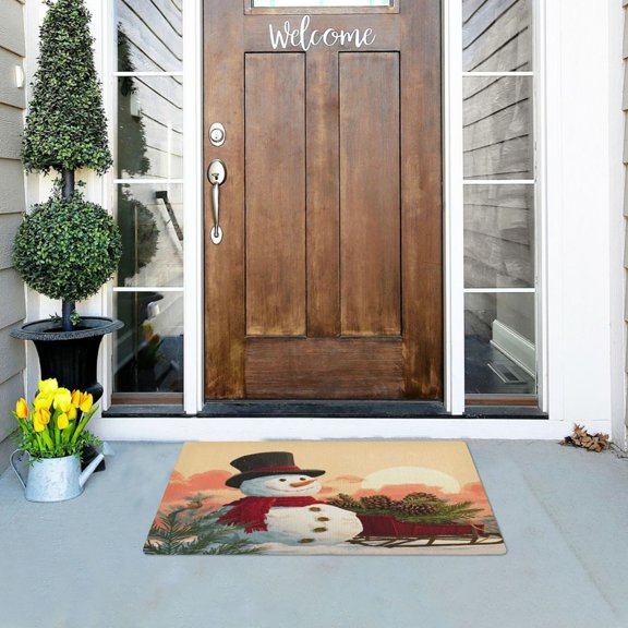 Iauyy Doormat Outdoor Indoor Non-Slip Washable Welcome Mat,Low-Profile 32x20in Door Mat for Pet Mat Front Back Door and Entryway,Filled with Pinecones