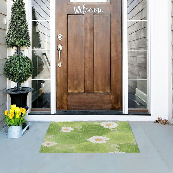 Iauyy Doormat Outdoor Indoor Non-Slip Washable Welcome Mat,Low-Profile 32x20in Door Mat for Pet Mat Front Back Door and Entryway,Light Green Color Tone