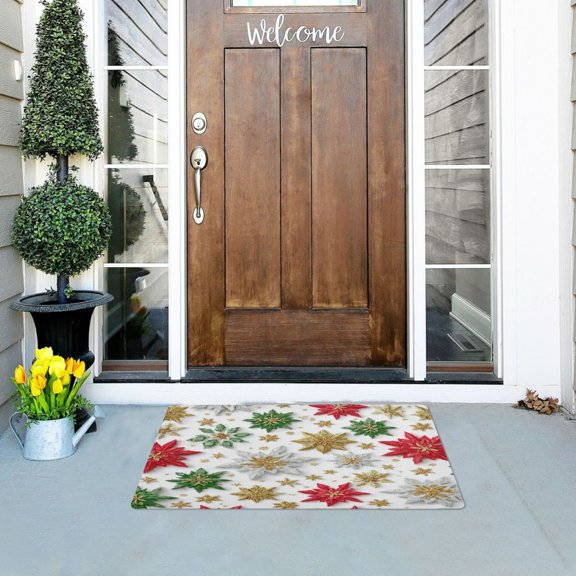 Iauyy Doormat Outdoor Indoor Non-Slip Washable Welcome Mat,Low-Profile 32x20in Door Mat for Pet Mat Front Back Door and Entryway,Pattern Featuring Red Leaves