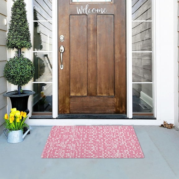 Iauyy Doormat Outdoor Indoor Non-Slip Washable Welcome Mat,Low-Profile 32x20in Door Mat for Pet Mat Front Back Door and Entryway,Small and Repetitive Patterns