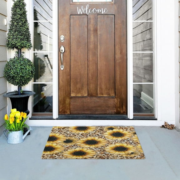 Iauyy Doormat Outdoor Indoor Non-Slip Washable Welcome Mat,Low-Profile 32x20in Door Mat for Pet Mat Front Back Door and Entryway,The Vivid Details Of Plants