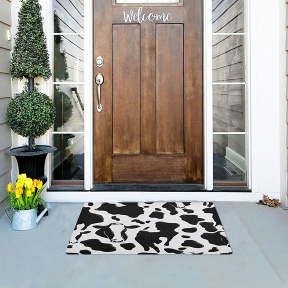 Iauyy Doormat Outdoor Indoor Non-Slip Washable Welcome Mat,Low-Profile 32x20in Door Mat for Pet Mat Front Back Door and Entryway,Cow Pictures
