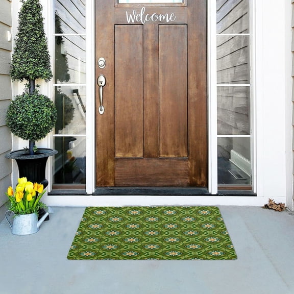 Iauyy Doormat Outdoor Indoor Non-Slip Washable Welcome Mat,Low-Profile 32x20in Door Mat for Pet Mat Front Back Door and Entryway,Purplish Green