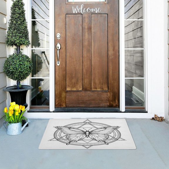 Iauyy Doormat Outdoor Indoor Non-Slip Washable Welcome Mat,Low-Profile 32x20in Door Mat for Pet Mat Front Back Door and Entryway,Sacred Symbol