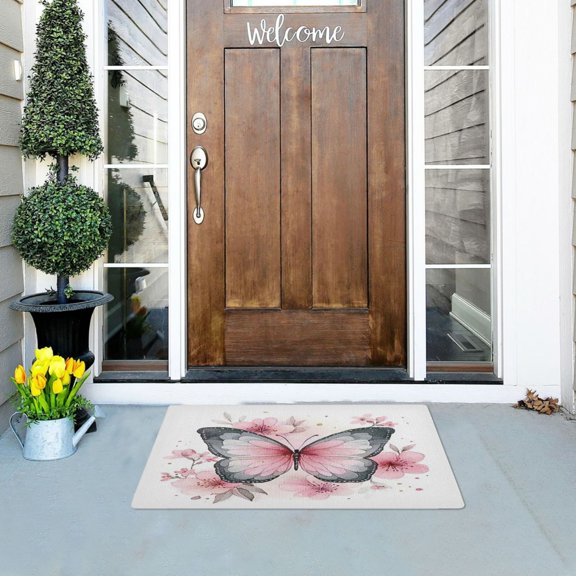 Iauyy Doormat Outdoor Indoor Non-Slip Washable Welcome Mat,Low-Profile 32x20in Door Mat for Pet Mat Front Back Door and Entryway,Silver Color Scheme
