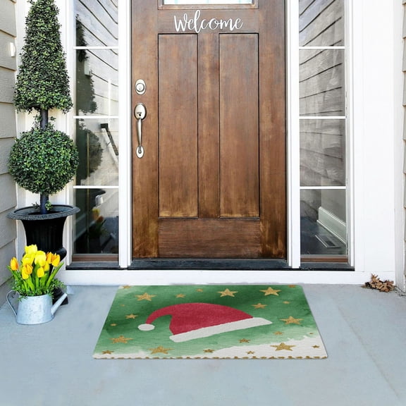 Iauyy Doormat Outdoor Indoor Non-Slip Washable Welcome Mat,Low-Profile 32x20in Door Mat for Pet Mat Front Back Door and Entryway,The Red Festival