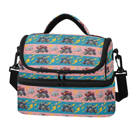 Iauyy Double-layer Lunch Bag for Cooler/Hot Removable Shoulder Straps Waterproof/Oil-resistant Lunch Box, Flash-like Light