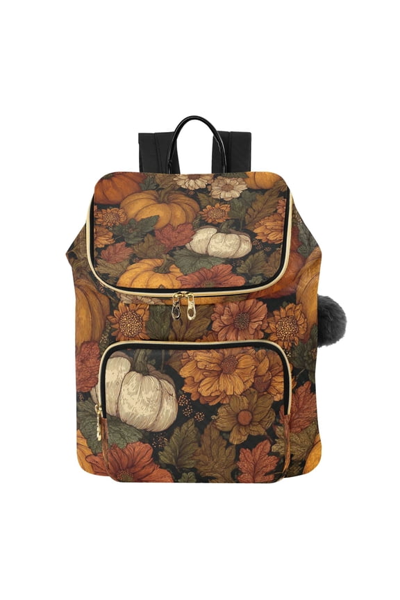 Exquisite Pumpkin Design Fashion Backpack for Women , (14-in Computer)Quilted Shoulder Bag,15L