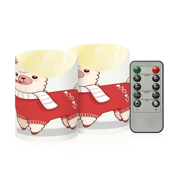 Iauyy Flameless Candles Battery Operated LED Pillar Candles with Remote and Timer, Alpaca Set of 2 （S)
