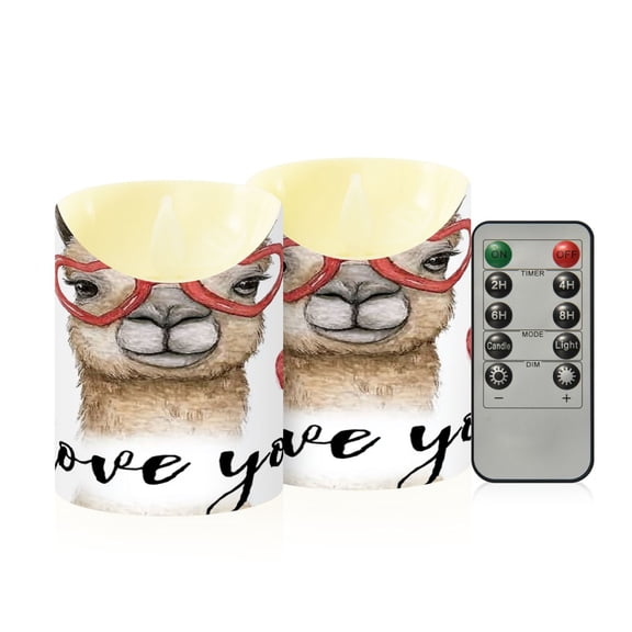 Iauyy Flameless Candles Battery Operated LED Pillar Candles with Remote and Timer, Baby Alpaca Set of 2 （S)