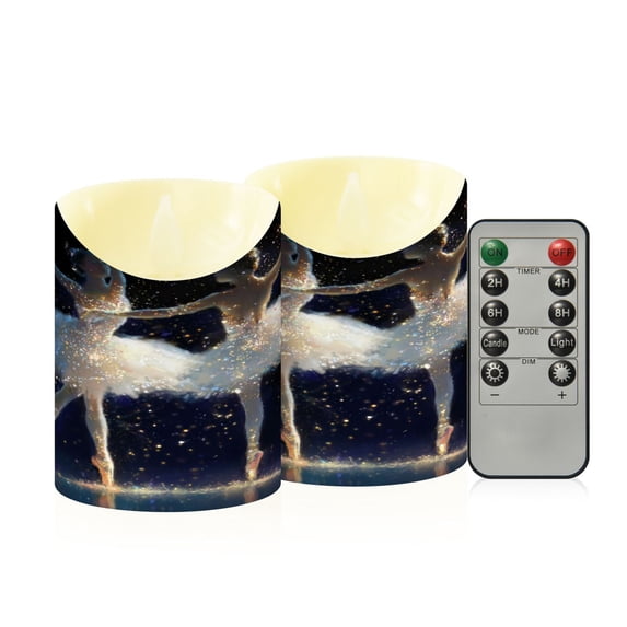 Iauyy Flameless Candles Battery Operated LED Pillar Candles with Remote and Timer, Ballet Dress Set of 2 (M)
