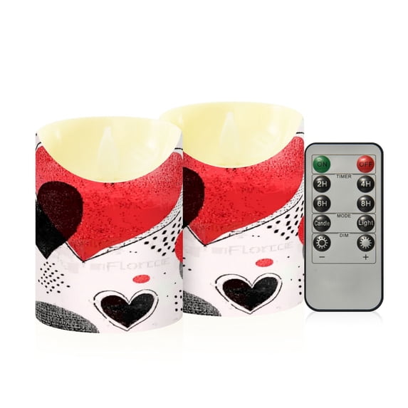 Iauyy Flameless Candles Battery Operated LED Pillar Candles with Remote and Timer, Black and Red Set of 2 (S)