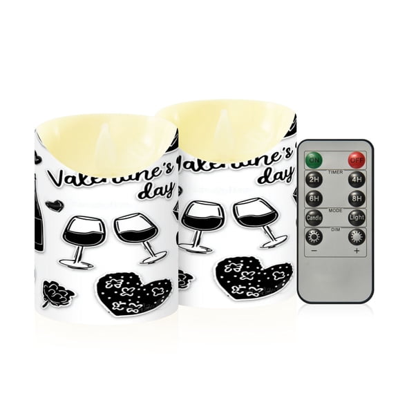 Iauyy Flameless Candles Battery Operated LED Pillar Candles with Remote and Timer, Bow-shaped Wine Glass Set of 2 (S)