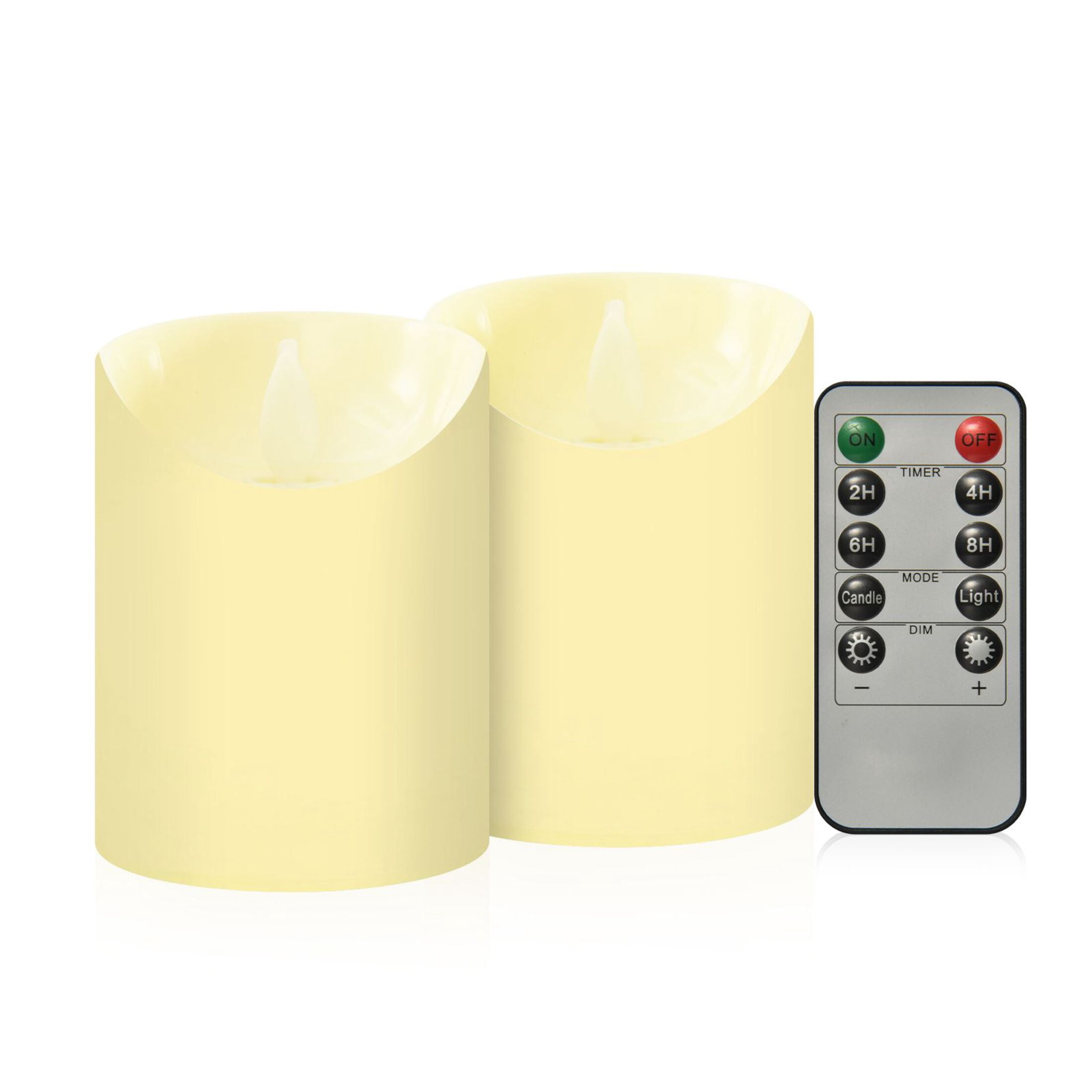 Iauyy Flameless Candles Battery Operated LED Pillar Candles with Remote and Timer, Broad Pale Yellow Set of 2 （M)