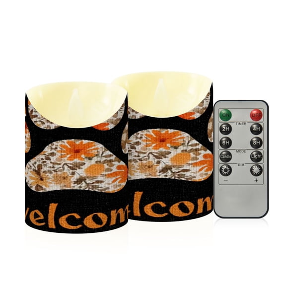 Iauyy Flameless Candles Battery Operated LED Pillar Candles with Remote and Timer, Claw Print Pattern Set of 2 (S)
