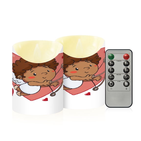 Iauyy Flameless Candles Battery Operated LED Pillar Candles with Remote and Timer, Love God Set of 2 (S)